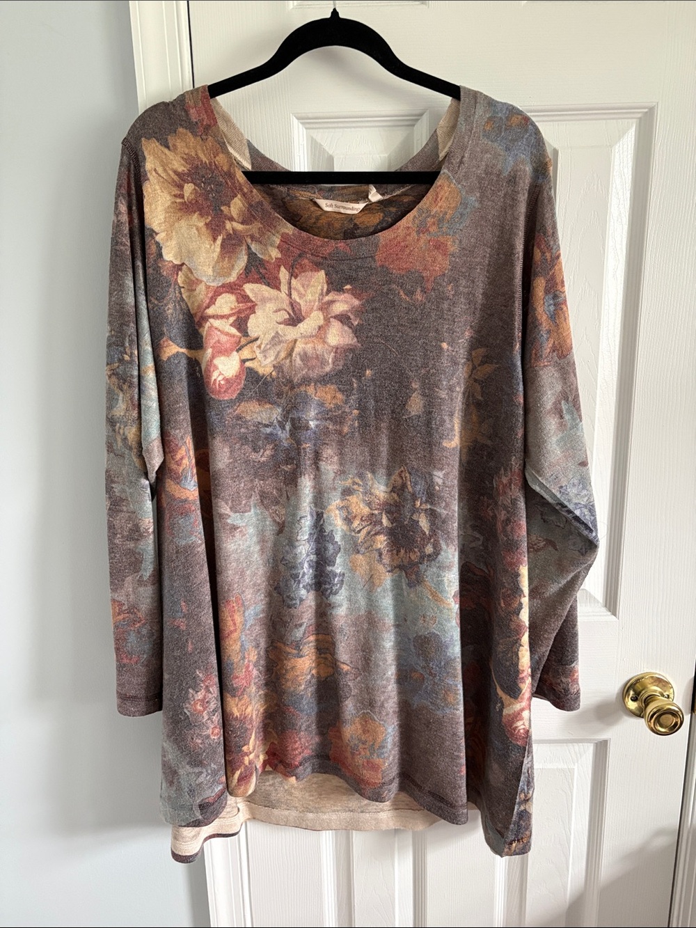 Soft Surroundings Romantic Floral Print Knit Tunic Long Sleeve Sweater Size 3X